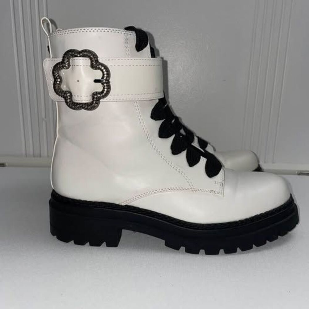 Sam & Libby White Combat Boots size 8.5